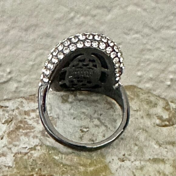 Walid Akkad Blue & White Pave Dome Cocktail Statement Ring - Picture 6 of 11